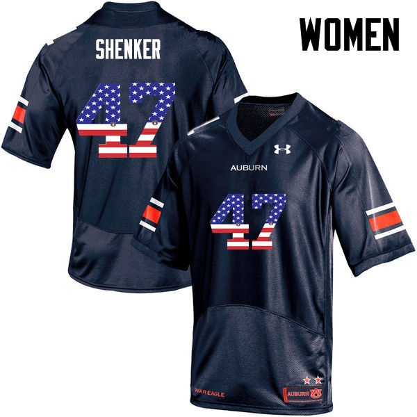 Women #47 John Samuel Shenker Auburn Tigers USA Flag Fashion College Football Jerseys-Navy